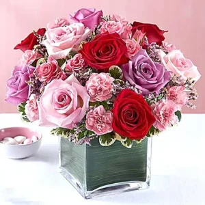 bright roses vase