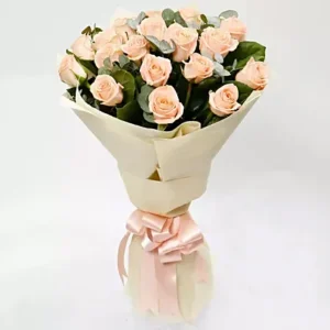 peach love 20 roses bouquet